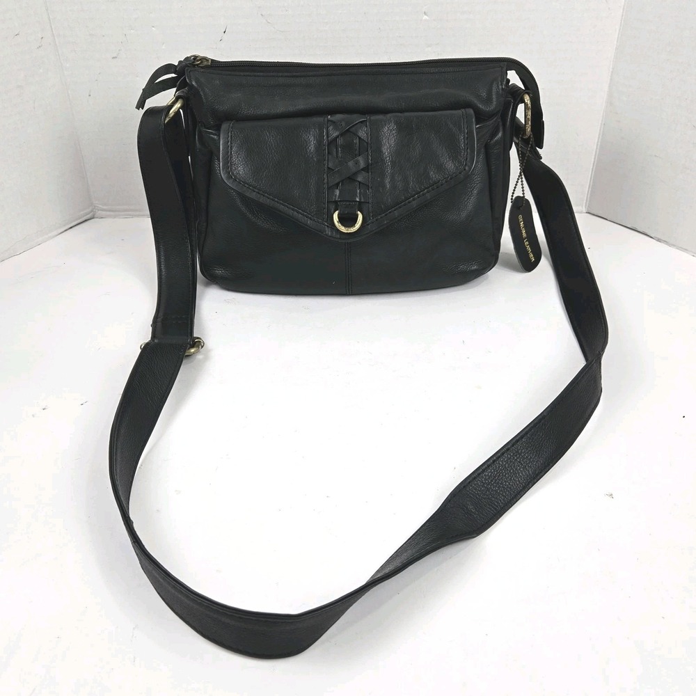 Great American Leatherworks Black Crossbody Handbag w Brass Hardware #142 NICE